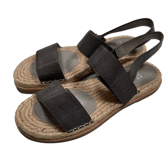 NWOT Eileen Fisher Max Metallic Espadrille Sandals Size 8 Leather - Picture 4 of 8